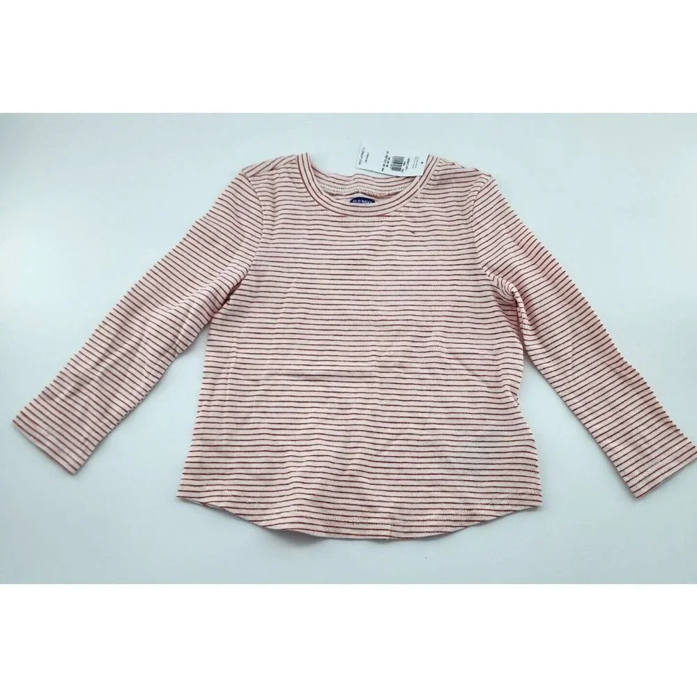 NWT Set of 3 Old Navy Baby Girls Long Sleeve Pink Cotton TShirts Size 18-24 Mos.